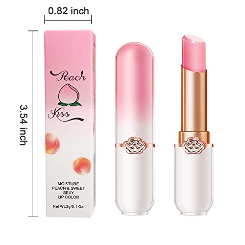 BINGBRUSH 2 Pcs Peach Color Changing Lipstick Queen,PH Mood Long Lasting Labiales Lip Gloss Lip Balm Tinted Magic Lip Stain Makeup Lipstick Set for Women - Morena Vogue