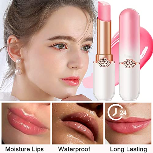 BINGBRUSH 2 Pcs Peach Color Changing Lipstick Queen,PH Mood Long Lasting Labiales Lip Gloss Lip Balm Tinted Magic Lip Stain Makeup Lipstick Set for Women - Morena Vogue