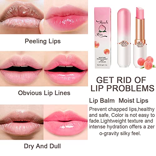 BINGBRUSH 2 Pcs Peach Color Changing Lipstick Queen,PH Mood Long Lasting Labiales Lip Gloss Lip Balm Tinted Magic Lip Stain Makeup Lipstick Set for Women - Morena Vogue