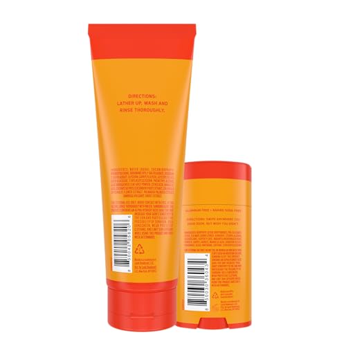 Mando Smooth Solid Stick (2.6 Ounce) + Acidified Body Wash (8.5 Ounce) - Clinically Proven to Block Odor All Day - Whole Body Safe For Pits, Packages + Feet (Bourbon Leather) - Morena Vogue