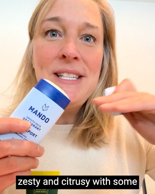 Mando Smooth Solid Stick (2.6 Ounce) + Acidified Body Wash (8.5 Ounce) - Clinically Proven to Block Odor All Day - Whole Body Safe For Pits, Packages + Feet (Bourbon Leather) - Morena Vogue