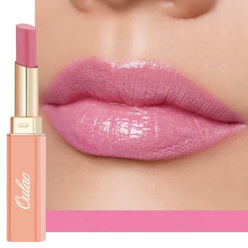 Oulac Warm Pink Shine Lipstick - Moisturizing Lip Stick Glossy Tinted Lip Balm, Sheer Shine Juicy Finish, Lightweight and Hydrating Formula for Dry Lip Care, Vegan 2.2g/0.07oz (07) - Morena Vogue