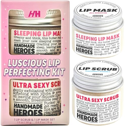 100% Natural Lip Scrub, Vegan Conditioning Coconut Lip Exfoliator, Gentle Exfoliant, Sugar Lip Polish and Lip Exfoliator Scrubber for Chapped and Dry Lips, (Lip Scrub and Lip Mask Gift Set) - Morena Vogue