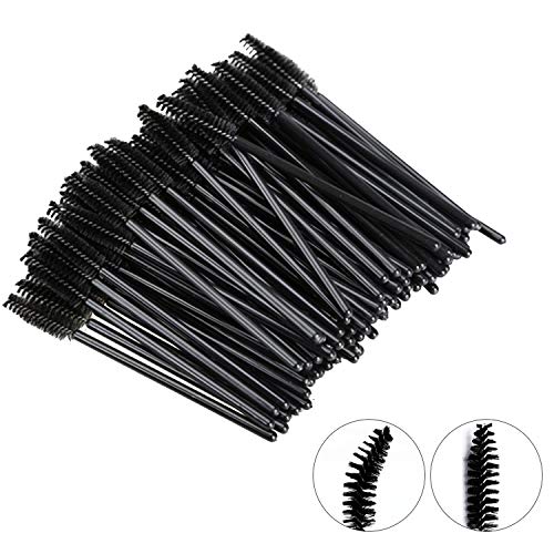 100 Pcs Disposable Eyelash Mascara Brushes for Eye Lashes Extension Eyebrow and Makeup (Black) - Morena Vogue