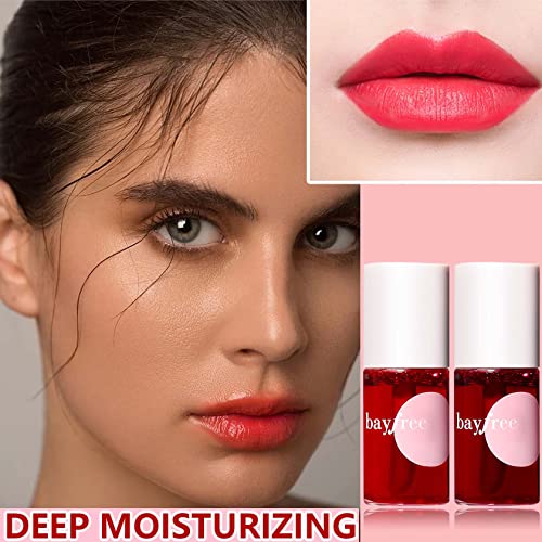 2 Colors Lip Tint Stain Set,Mini Velvet Lip Tint Watery Lip Stain Long Lasting Waterproof Moisturizing Lip & Cheek Tint,Hydrating,Natural Glossy Liquid Lipstick Lip Gloss Kits for Women - Morena Vogue