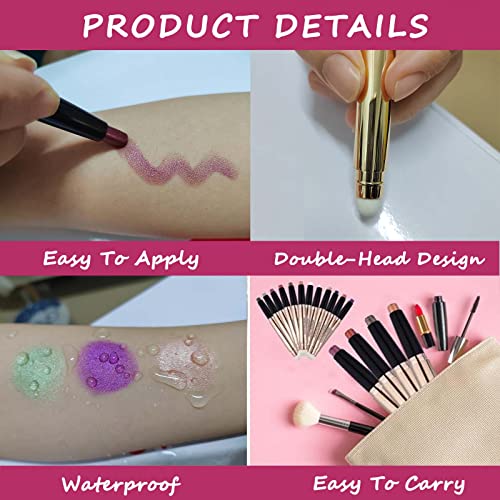 2 in 1 eyeshadow stick and Sponge Makeup Brush, Smooth Cream Shimmer Shadow Pencil Long Lasting Waterproof Eye Shadow Highlighter, Hypoallergenic Highlighter Multi-Dimensional eyes Look - Morena Vogue