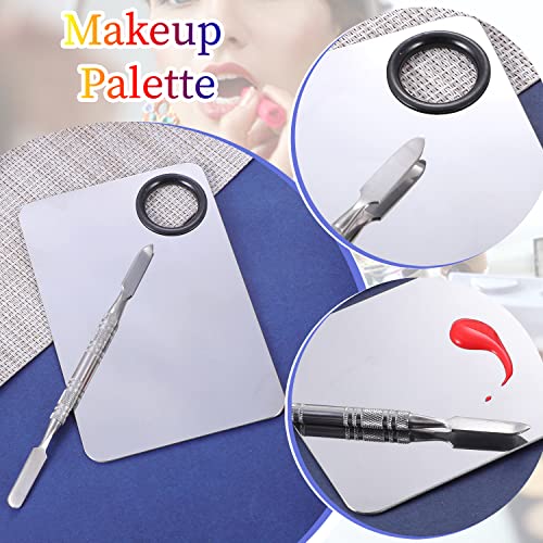 2 in 1 Set Makeup Mixing Palette, Stainless Steel Foundation Palette with Spatula for Mixing Foundation Eye Shadow Eyelash Nail Art - Morena Vogue