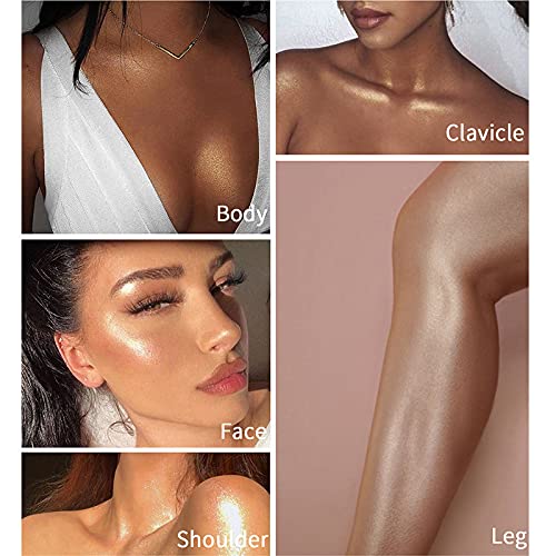 2 Pack Body Luminizer, High Gloss Waterproof Body Luminizer Glitter Face Shimmer Moisturizer Lotion Tan Cream Foundation Makeup Bronzer(103 Glistering Bronze) - Morena Vogue