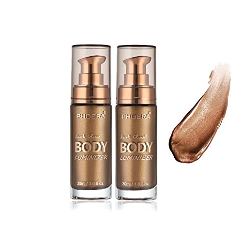 2 Pack Body Luminizer, High Gloss Waterproof Body Luminizer Glitter Face Shimmer Moisturizer Lotion Tan Cream Foundation Makeup Bronzer(103 Glistering Bronze) - Morena Vogue