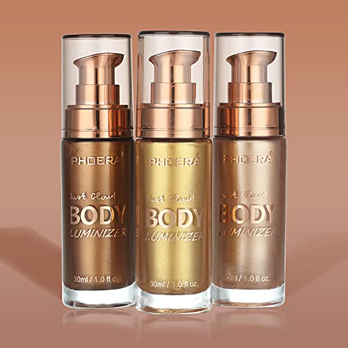 2 Pack Body Luminizer, High Gloss Waterproof Body Luminizer Glitter Face Shimmer Moisturizer Lotion Tan Cream Foundation Makeup Bronzer(103 Glistering Bronze) - Morena Vogue