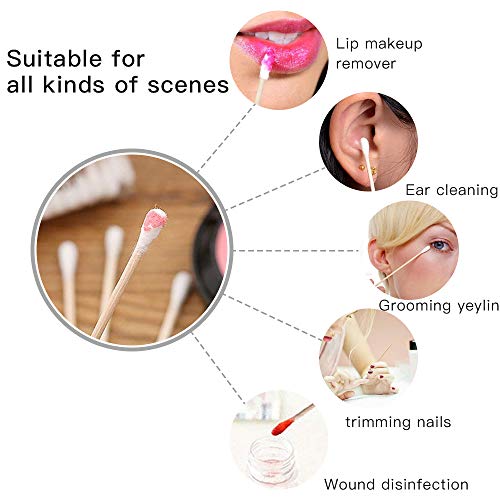 200 PCS Long Wooden Cotton Swabs, Cleaning Cotton Sticks with Wood Handle for Oil Makeup Gun Applicators, Eye Ears Eyeshadow Brush and Remover Tool, Cutips Buds for Baby and Home Accessories - Morena Vogue