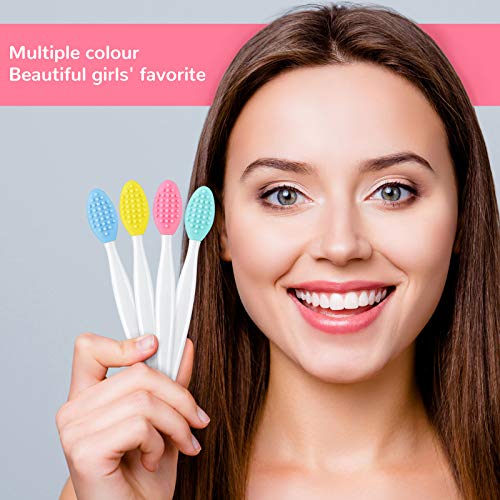 24 Pcs Silicone Exfoliating Lip Brush with Container, Double Sided Silicone Lip Scrubber Soft Cleaning Lip Brush Face Cleaning Applicator for Plump Smoother Lip Appearance (Mixed Colors) - Morena Vogue