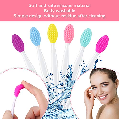 24 Pcs Silicone Exfoliating Lip Brush with Container, Double Sided Silicone Lip Scrubber Soft Cleaning Lip Brush Face Cleaning Applicator for Plump Smoother Lip Appearance (Mixed Colors) - Morena Vogue