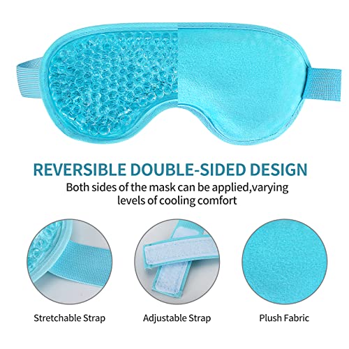 2PCS Gel Eye Mask, Reusable Hot Cold Therapy Eye Mask for Puffiness /Dark Circles/Eye Bags /Dry Eyes/Headaches/Migraines/Stress Relief, Cooling and Compress Eye Mask (Blue) - Morena Vogue