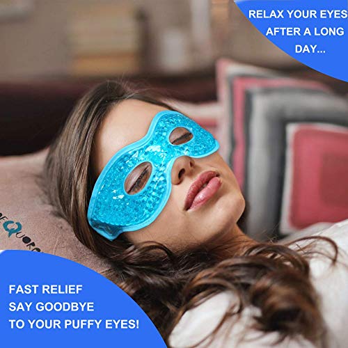 2PCS Gel Eye Mask, Reusable Hot Cold Therapy Eye Mask for Puffiness /Dark Circles/Eye Bags /Dry Eyes/Headaches/Migraines/Stress Relief, Cooling and Compress Eye Mask (Blue) - Morena Vogue