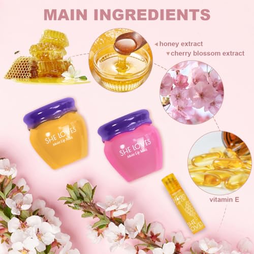 2PCS Lip Mask Overnight, Honey&Sakura Day and Night Repair Sleeping Lip Balm, Fade Lip Lines Bee Balm, Hydrating &Prevention Dry and Crack Lip Scrubs Exfoliator - Morena Vogue