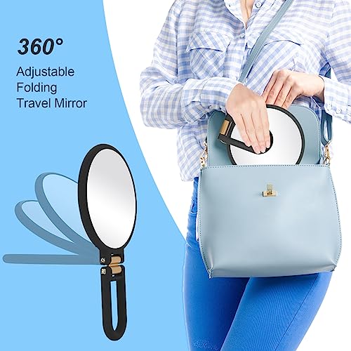 30x Magnifying Mirror, Travel Hand Mirrors with Handle - Double Side Handheld Mirror with 1X 30X Magnification & Adjustable Handle/Stand, Hand Held Foldable Travel Mirror for Makeup(Black) - Morena Vogue