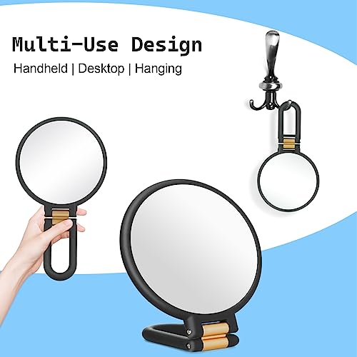 30x Magnifying Mirror, Travel Hand Mirrors with Handle - Double Side Handheld Mirror with 1X 30X Magnification & Adjustable Handle/Stand, Hand Held Foldable Travel Mirror for Makeup(Black) - Morena Vogue