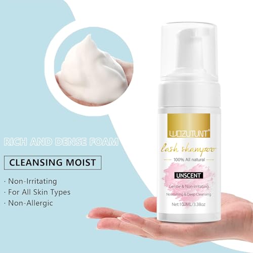 3.38 OZ Eyelash Extension Cleanser Lash Mousse Lash Shampoo for Lash Extensions, USB Mini Fan Rechargeable Electric Handheld Air Conditioning Lash Shampoo Kit Lash Brushes Cleanser Brush Wash Bottle - Morena Vogue