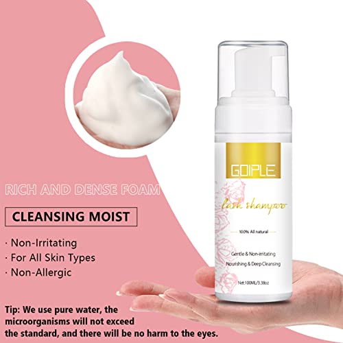 3.38OZ Eyelash Extension Cleanser Lash Mousse Lash Shampoo for Extensions, USB Mini Portable Fan Rechargeable Electric Handheld Air Conditioning Lash Shampoo Brush Plastic Wash Bottle (lash fan-pink) - Morena Vogue