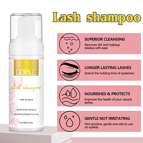 3.38OZ Eyelash Extension Cleanser Lash Mousse Lash Shampoo for Extensions, USB Mini Portable Fan Rechargeable Electric Handheld Air Conditioning Lash Shampoo Brush Plastic Wash Bottle (lash fan-pink) - Morena Vogue