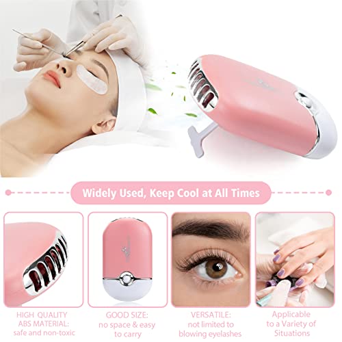 3.38OZ Eyelash Extension Cleanser Lash Mousse Lash Shampoo for Extensions, USB Mini Portable Fan Rechargeable Electric Handheld Air Conditioning Lash Shampoo Brush Plastic Wash Bottle (lash fan-pink) - Morena Vogue