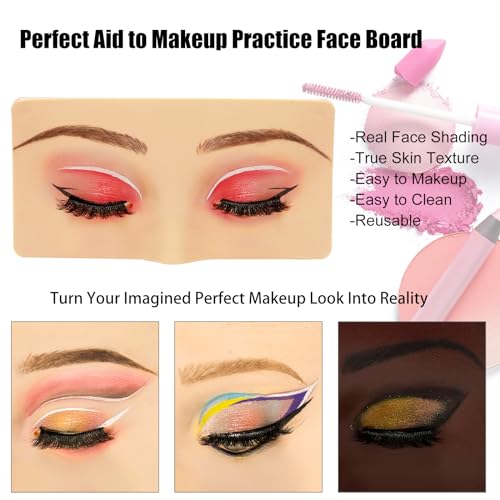 3D Eye Makeup Face Practice Board, Perfect Aid to Makeup Practicing Face Board, Reusable Silicone Face to Practice Makeup Mannequin for Beginners to Practice Eyesmakeup Kit (White) - Morena Vogue