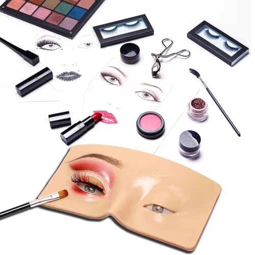 3D Eye Makeup Face Practice Board, Perfect Aid to Makeup Practicing Face Board, Reusable Silicone Face to Practice Makeup Mannequin for Beginners to Practice Eyesmakeup Kit (White) - Morena Vogue