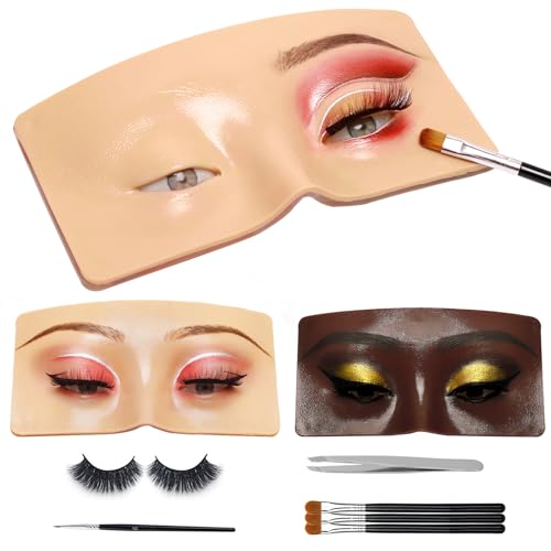 3D Eye Makeup Face Practice Board, Perfect Aid to Makeup Practicing Face Board, Reusable Silicone Face to Practice Makeup Mannequin for Beginners to Practice Eyesmakeup Kit (White) - Morena Vogue