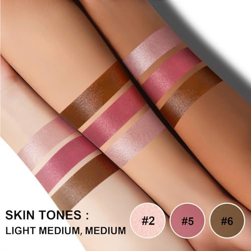 3Pcs Cream Contour Stick Makeup Kit,Shades with Highlighter Stick,Blush Stick and Bronzer Contour Stick for Sculpt the Cheeks,Long Lasting,Waterproof,Matte & Dewy Finish,LIGHT MEDIUM (#02,05,06) - Morena Vogue