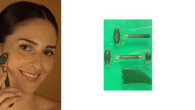 4-in-1 Jade Roller and Gua Sha Set. Jade Face Roller with Eye Massager, Jade Gua Sha, Ridged Roller Massager. Jade Roller for Face Real Jade 100% Jade Stone Roller. Warm Facial Massager or Ice Roller - Morena Vogue