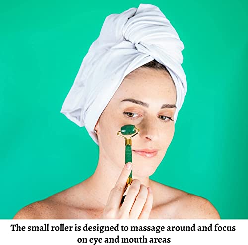 4-in-1 Jade Roller and Gua Sha Set. Jade Face Roller with Eye Massager, Jade Gua Sha, Ridged Roller Massager. Jade Roller for Face Real Jade 100% Jade Stone Roller. Warm Facial Massager or Ice Roller - Morena Vogue