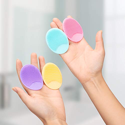 4 Pack Face Scrubber,JEXCULL Soft Silicone Facial Cleansing Brush Face Exfoliator Blackhead Acne Pore Pad Cradle Cap Face Wash Brush for Deep Cleaning Skin Care - Morena Vogue