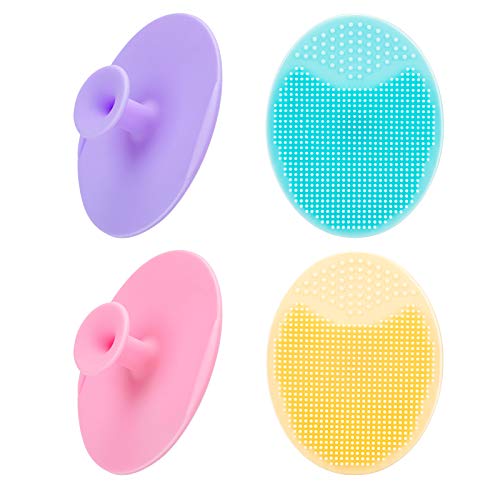 4 Pack Face Scrubber,JEXCULL Soft Silicone Facial Cleansing Brush Face Exfoliator Blackhead Acne Pore Pad Cradle Cap Face Wash Brush for Deep Cleaning Skin Care - Morena Vogue