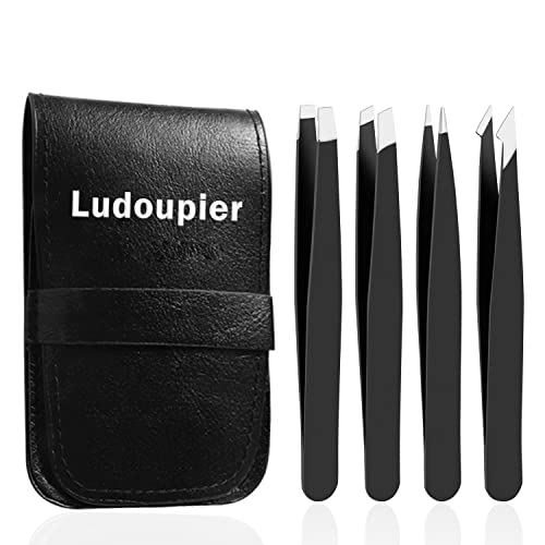 [4+1 Pieces] Tweezers Set with Travel Case, Great Precision Upgrade Professional Anti-rust Alloy Tweezers for Women & Men, Multi-purpose as Eyebrows Facial Hair Ingrown Hair Removal - Morena Vogue