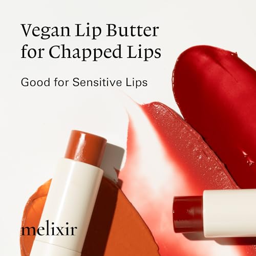 Melixir Vegan Lip Butter #02 Nude Crumble(Tinted) (+11 more colors) 0.13oz, Bee Free, Petrolatum Free, Deep Nourishing Plant-Based Vegan Chapstick, Vegan Lip Balm for Dry, Cracked and Chapped Lips