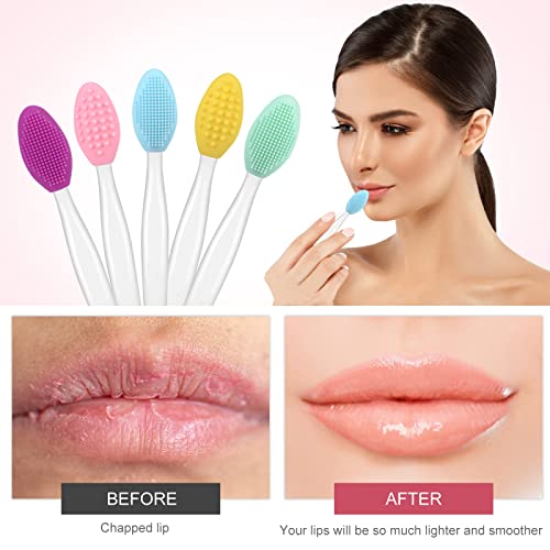 5 Pcs Lip Brush Tool Lip Scrub Brush Double-Sided Silicone Lip Exfoliator Brush Lip Scrubber Tool for Dark Lips - Morena Vogue