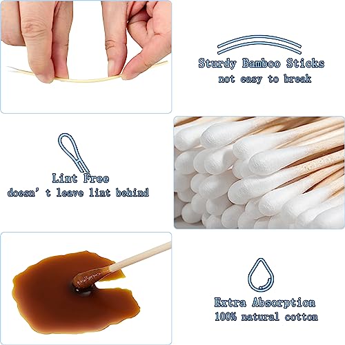 500 PCS 6 Inch Long Cotton Swabs With Reusable Box - 100% Natural Eco-friendly Cotton Swabs With Wooden Sticks - Non Sterile Cotton Tipped Applicators For Ear & Gun Cleaning, Makeup Remover - Morena Vogue