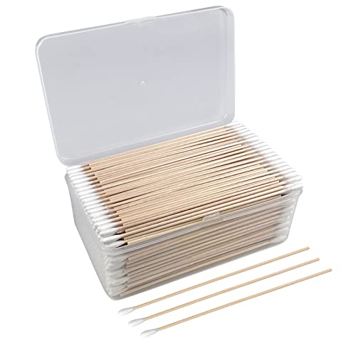 500 PCS 6 Inch Long Cotton Swabs With Reusable Box - 100% Natural Eco-friendly Cotton Swabs With Wooden Sticks - Non Sterile Cotton Tipped Applicators For Ear & Gun Cleaning, Makeup Remover - Morena Vogue