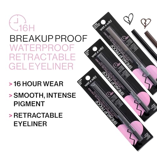 wet n wild Mega Last Breakup Proof Eyeliner, Quick Drying, Waterproof, 16-Hour Wear - Cruelty-Free & Vegan - Blackest Black