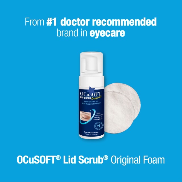 OCuSOFT Lid Scrub Original Foaming Eyelid Cleanser - Mild Instant Foaming Eyelid & Eyelash Cleanser - Daily Eyelid Wash to Remove Oil, Dust, Pollen & Eye Makeup - 7.25 fl oz