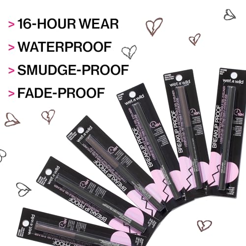 wet n wild Mega Last Breakup Proof Eyeliner, Quick Drying, Waterproof, 16-Hour Wear - Cruelty-Free & Vegan - Blackest Black