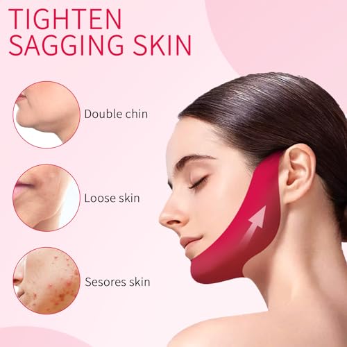 5pcs Double Chin Eliminator V Line Shaping Face Masks,Toning Hydrogel Collagen Mask with Hyaluronic Acid & Aloe Vera,Neck Lift Tape Face Patch For Firming Tightening Skin Chin Up Slimming Strap - Morena Vogue