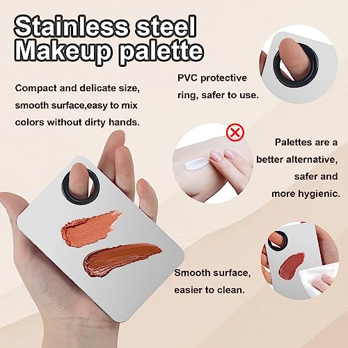 5pcs Makeup Spatula Korean Set,Including Foundation Spatula Makeup Korean Stainless Steel Makeup Palette Acrylic Cosmetic Palette (Transparent+metal) - Morena Vogue