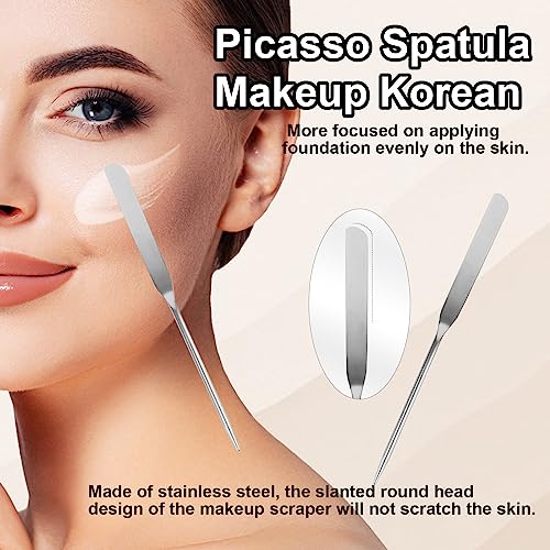 5pcs Makeup Spatula Korean Set,Including Foundation Spatula Makeup Korean Stainless Steel Makeup Palette Acrylic Cosmetic Palette (Transparent+metal) - Morena Vogue