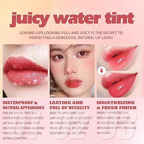 6 Colors Lip Tint Stain Set, Korean Velvet Watery Lip Stain Moisturizing Mini Liquid Lipstick, Multi-use Lip and Cheek Tint, Long lasting Non-Stick Cup Waterproof, Lip Color Makeup - Morena Vogue