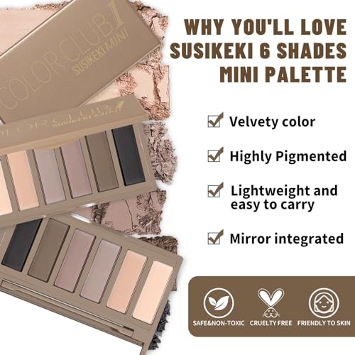 6 Colors Mini Naked Eyeshadow Makeup Palette Neutral Nude Smoky Eye Shadow Taupe & Brown Matte Make Up Pallet with Mirror Highly Pigmented Long Lasting Waterproof Travel Size Gift Kit 01 - Morena Vogue