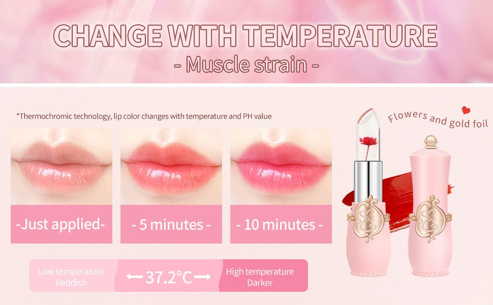 6 Pcs/Set Flower Jelly Lipstick Set Temperature Change Moisturizer Long Lasting Nutritious Balm Magic Color Change Lip Gloss - Morena Vogue