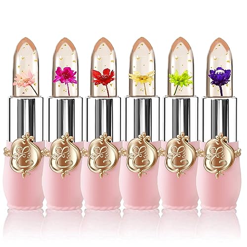 6 Pcs/Set Flower Jelly Lipstick Set Temperature Change Moisturizer Long Lasting Nutritious Balm Magic Color Change Lip Gloss - Morena Vogue