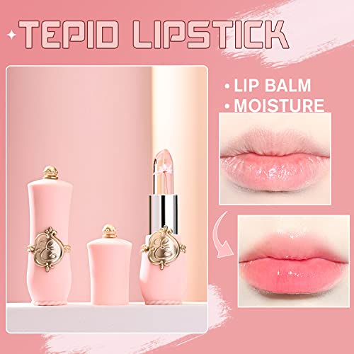 6 Pcs/Set Flower Jelly Lipstick Set Temperature Change Moisturizer Long Lasting Nutritious Balm Magic Color Change Lip Gloss - Morena Vogue